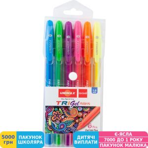 Фото №2 - Ручка гелевая Unimax Trigel Neon, 1 мм, набор, ассорти (UX-143)