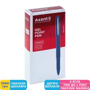 Фото №2 - Ручка гелевая Axent Premier, 1 мм, синяя (AG1114-02-A)