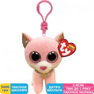 Фото №1 - Брелок-игрушка TY Beanie Boos Розовый котенок Fiona, 12 см (35247)